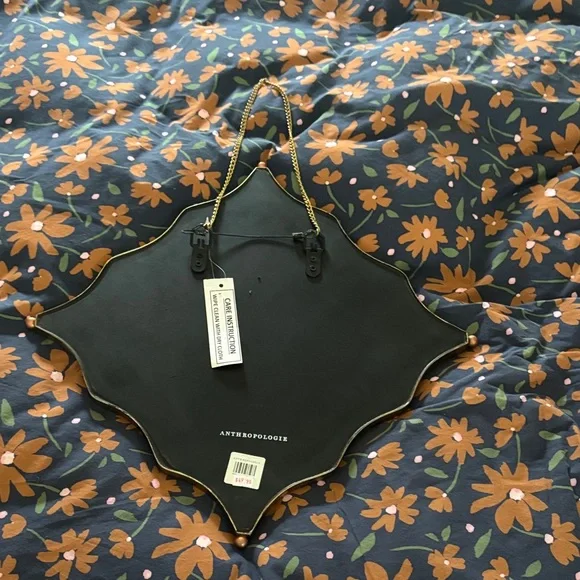 Anthropologie Gold Scalloped Diamond Wall Mirror - Picture 2 of 3